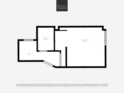 Floor plan for studio, 1 bath, 287 sqft